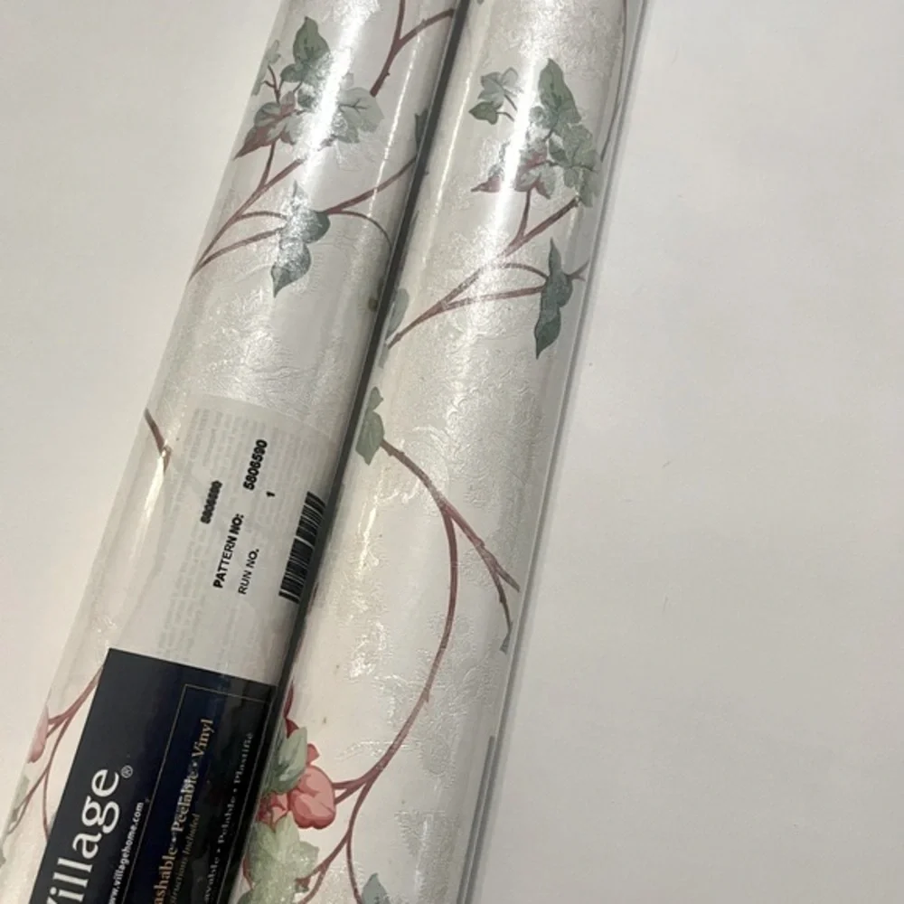 New Village Floral Texture Prepaste/Wash/Peel Vinyl Double Rolls Wallpaper Set